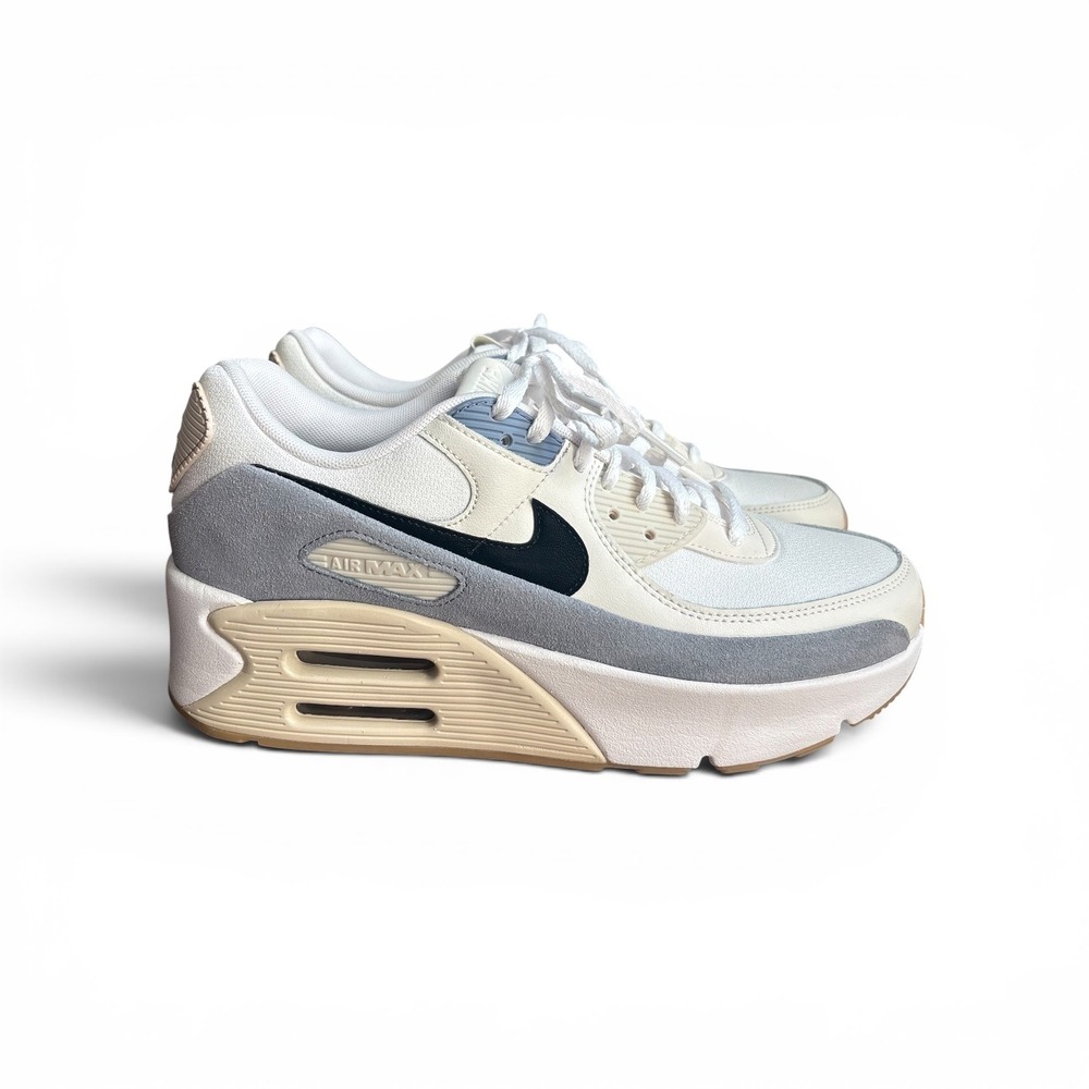 Nike Air Max 90 LV8 Women's Size 10 White Gray Black Sneakers Like New